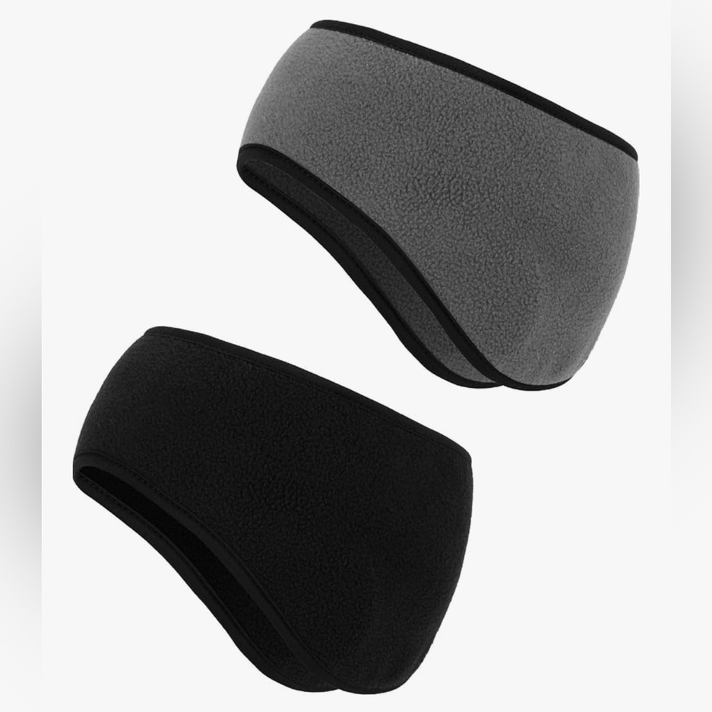 Men's Black and Gray Fleece Headbands (A207)